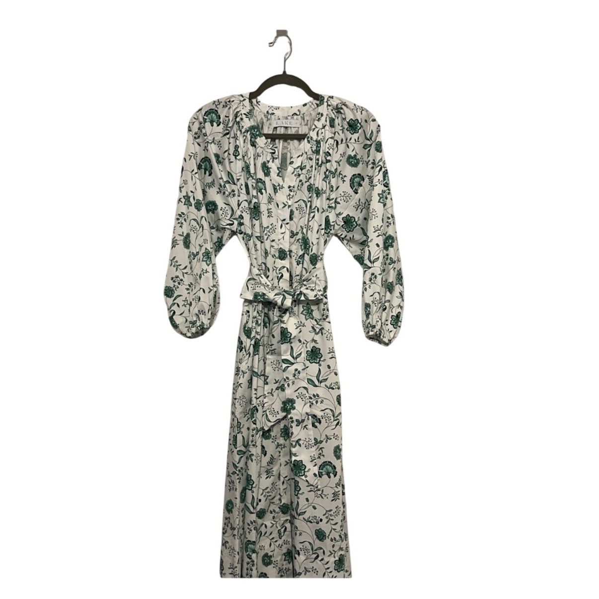 New Lake Pajamas Green Floral Patio Brunch Dress Pockets Bump Meadow Vines L — image 6 of 7